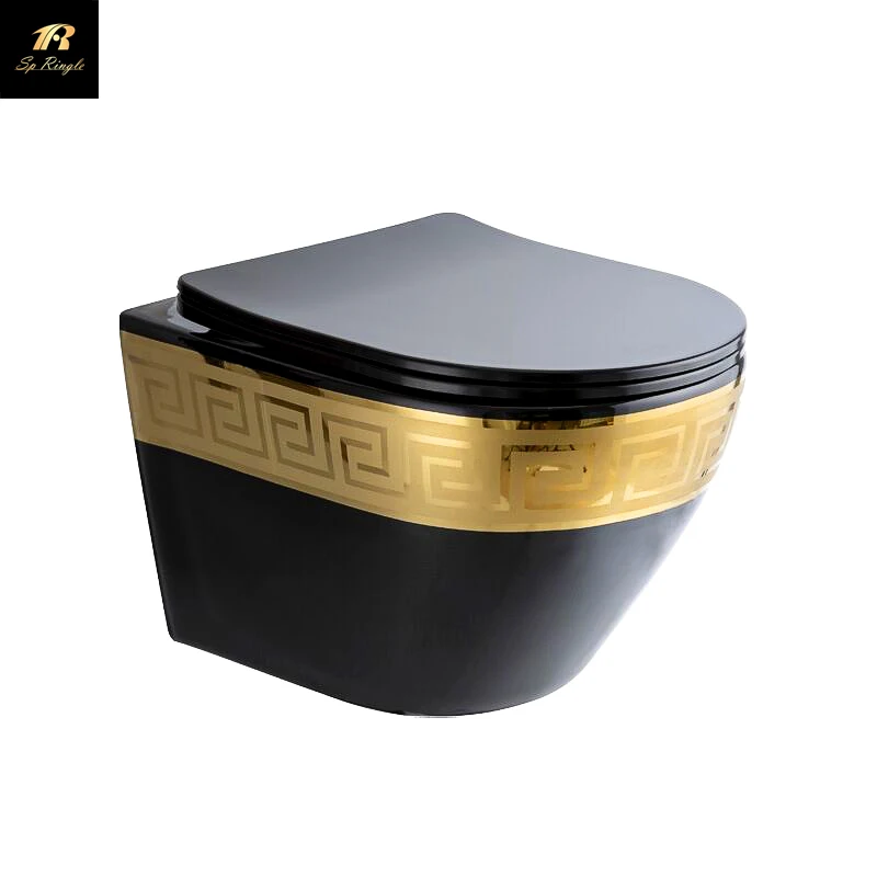 Premium sanitary wares luxury textures design ceramic vortex black wall hung