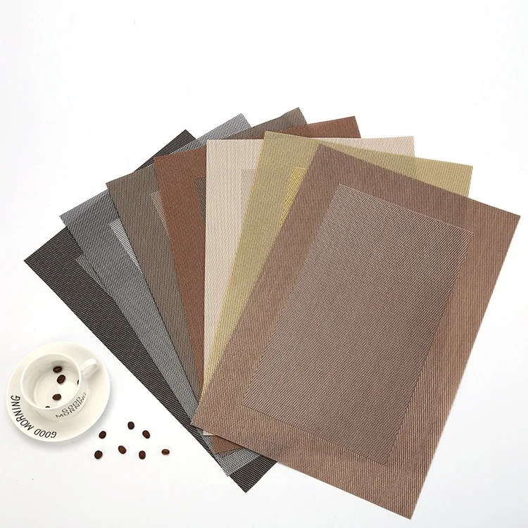 Wholesale In Stock 4 of Set Golden Washable PVC Placemat Non-Slip Heat Resistant Place Mats for Dining Banquet