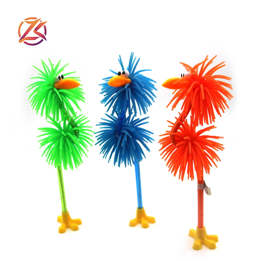 New design bird shape rubber silicone standing ball pen flamingo shape soft rubber animal pen