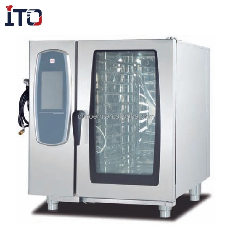 Commercial Kitchen Restaurant Multifunctional Touch Screen Control  304 SS 10 Tray Electric Combi Steam convection Oven