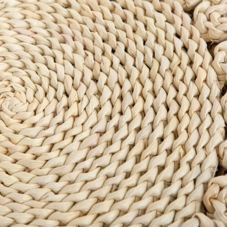  Natural Color Rattan Tablemat Hollow Wicker Charger Plates for Holiday Christmas Kitchen Table Mat Round Woven