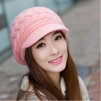 Hot Lady Autumn Winter Berets Hat French Artist Retro Style Warm  Female Knitted Beanie Hat Solid Color Headwear Berets