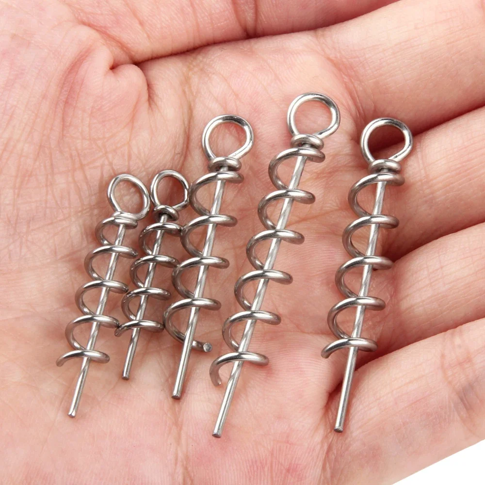 Spinpoler Fishing Corkscrew Hook Soft Lure Centering Pin Spiral 30/35/45/50mm Spring Lock Pin Bait Screw Connector Accessories