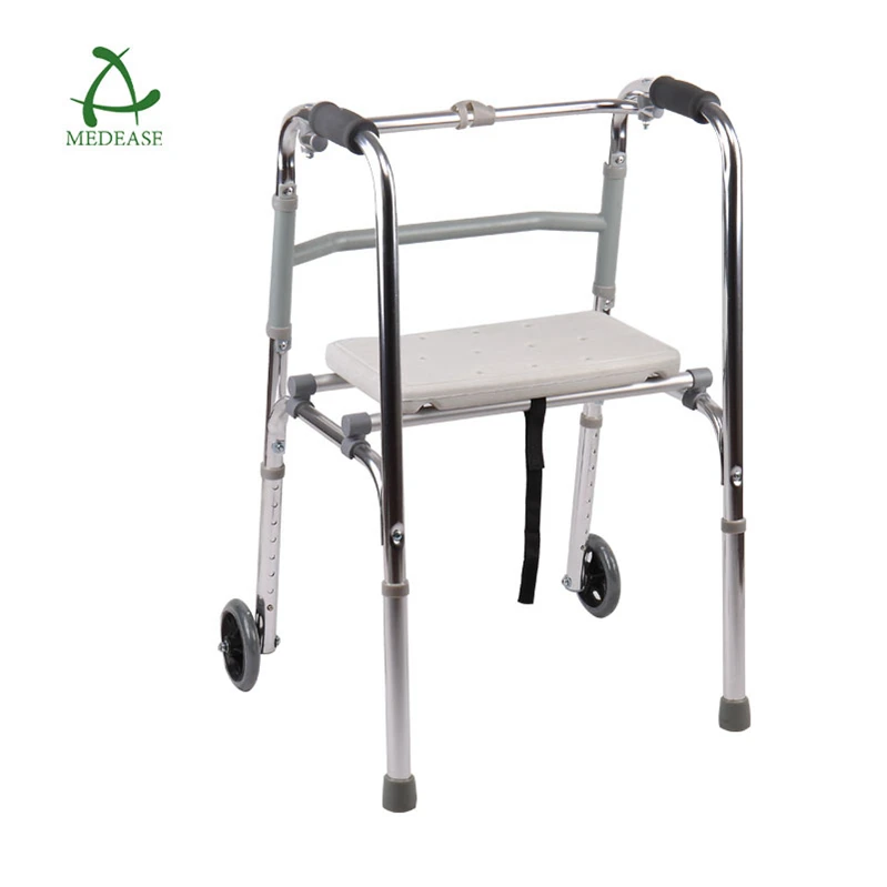 Walking Folding Aluminum Walker Adult Walker For Disabled Disabled Elderly Old People Adjustable With Wheels Rehabilitation