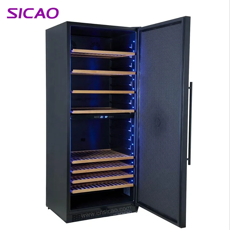 Built In Upright Black Furniture 305 Bottle Side By Side Commercial Restaurant Wine Refrigerator With Solid Foam Door