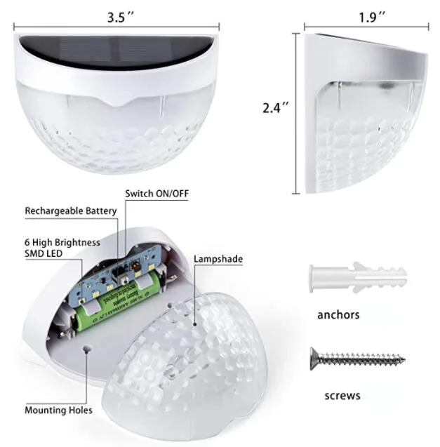 Hot Sale High Quality Outdoor Lighting Wall Lamp White Solar Deck Lights Fence Post Solar Lights