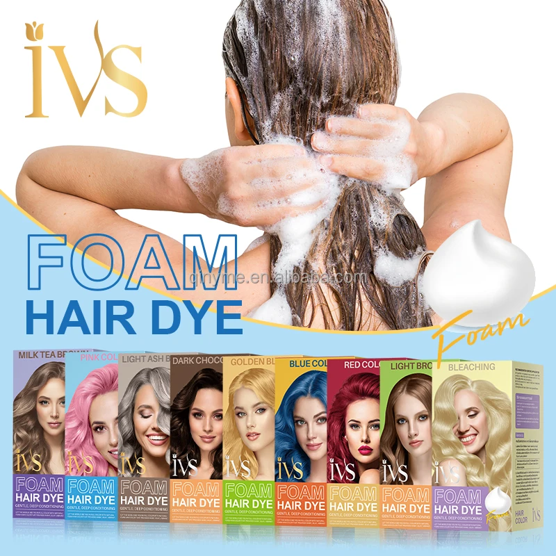 IVS OEM Semi Permanent Pink Hair Color Shampoo Foam Bubble Color Hair Dye