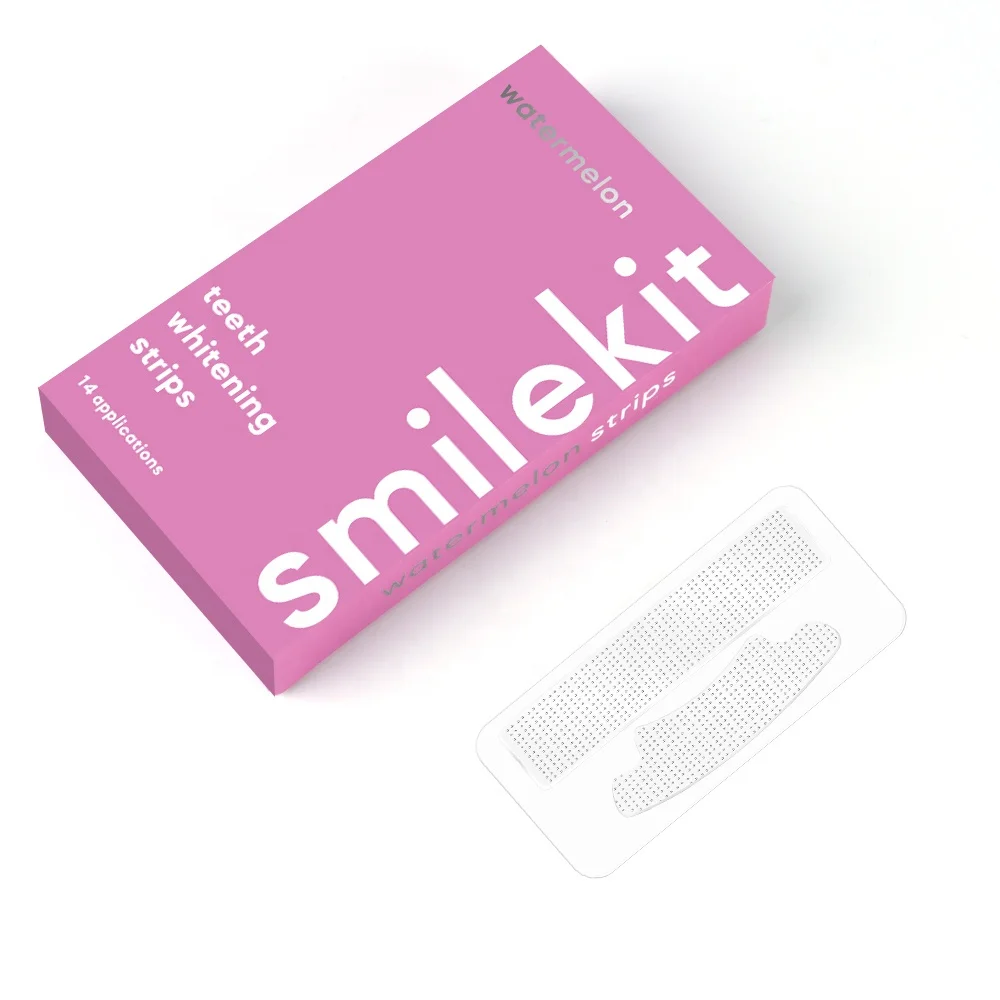 Smilekit CE Approved Non Peroxide 28PCS Flavoured Teeth Whitening Strips PAP Dry Strips Fast Whitening Result
