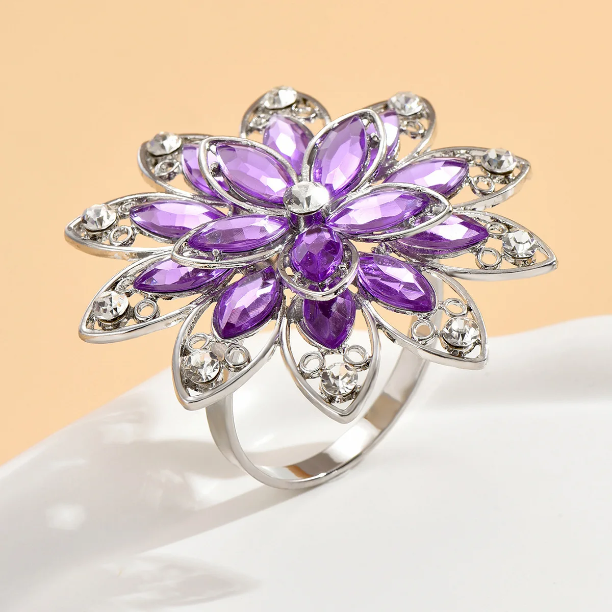 Jachon оптовая продажа кольцо для салфеток из сплава фиолетового хрусталя свадебных декоративных роскошные кольца