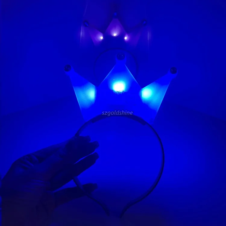 Princess Tiara Crown LED Flashing Hairband Mardi Gras Party Headband Christmas Birthday Cosplay Plastic HairHoop Bag Packaging