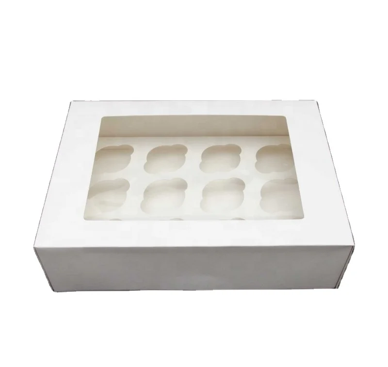 Manufacturer wholesale custom food bakery cup cake packing box kraft paper cupcake box with window