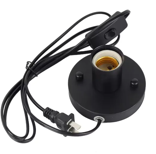 Polished Metal Desktop Lamp Base Ceramic Base Holder 6 ft Cord On/off Switch Plug E26/e27 Screw Base Ideal for CFL Lamp