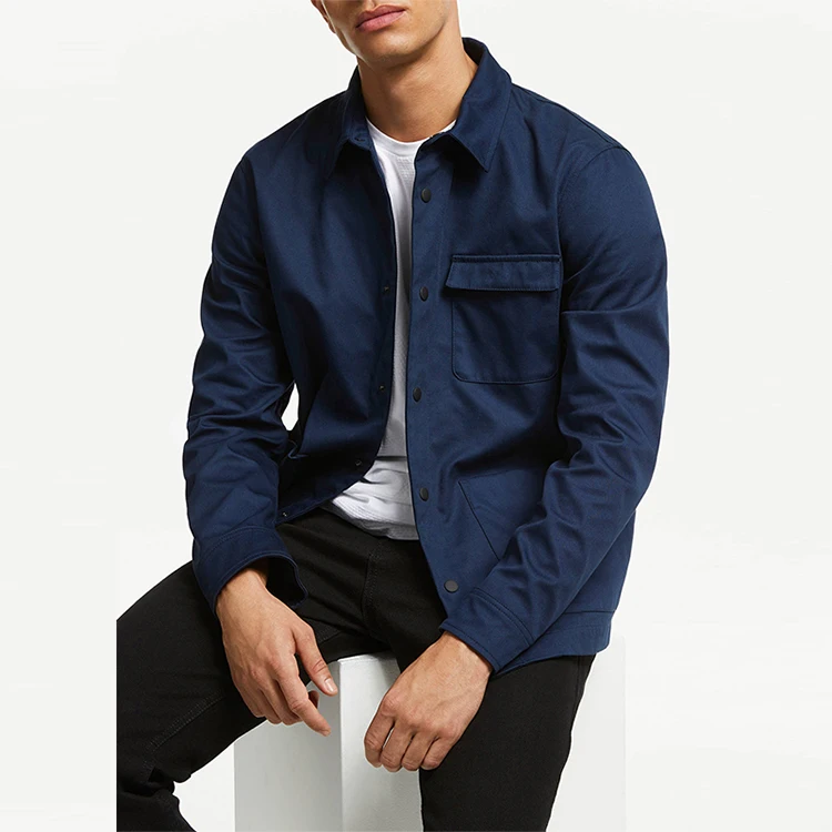 Mens Clothing Button Down Navy Vintage Mens Work Jacket Customized Logo Canvas Mens Jacket