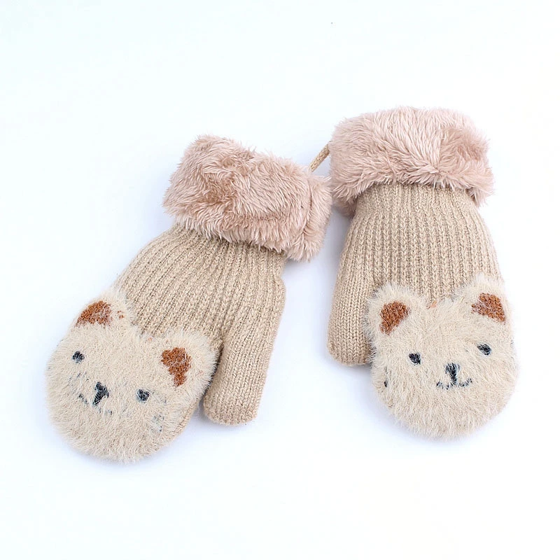 New Arrival Winter Baby Boys Girls Knitted Gloves Warm Rope Full Finger Mittens Gloves for Children Toddler Kids Gloves