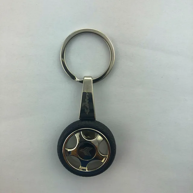 Cool Rotatable Designer Car Parts Tire Vehicle Tyre Keyring Metal Keychain Fashion Key Chain