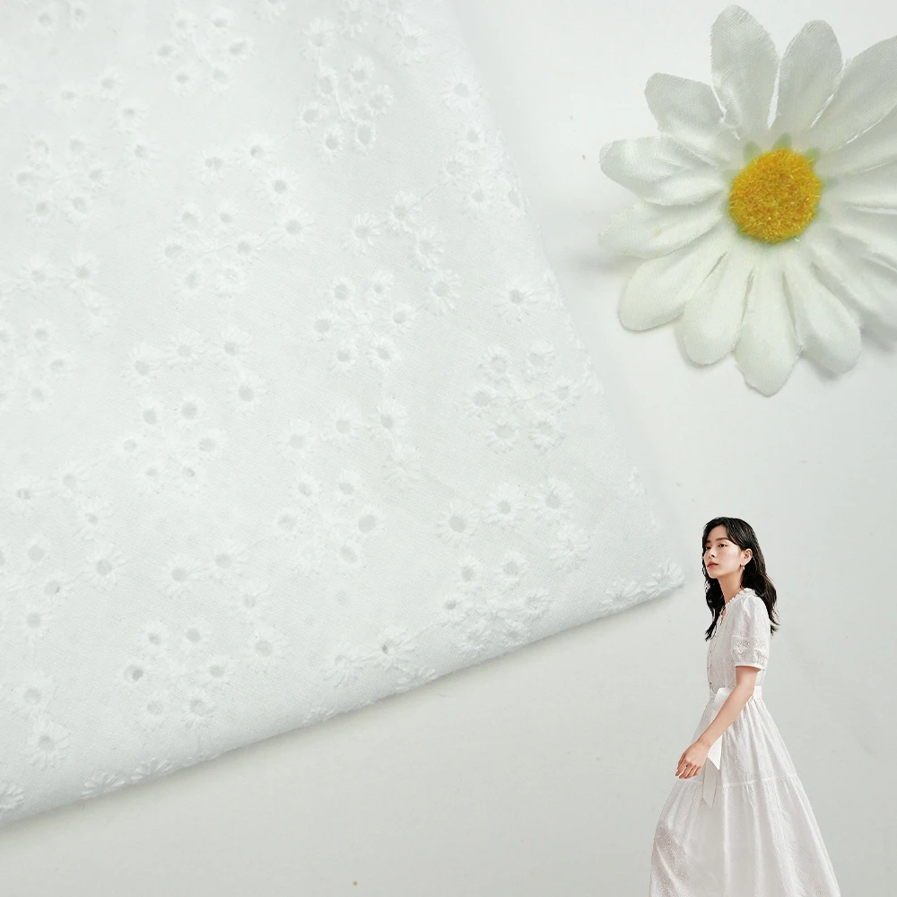 Textile Fabric Breathable customized 100% cotton embroidery women fabrics for wedding party dresses