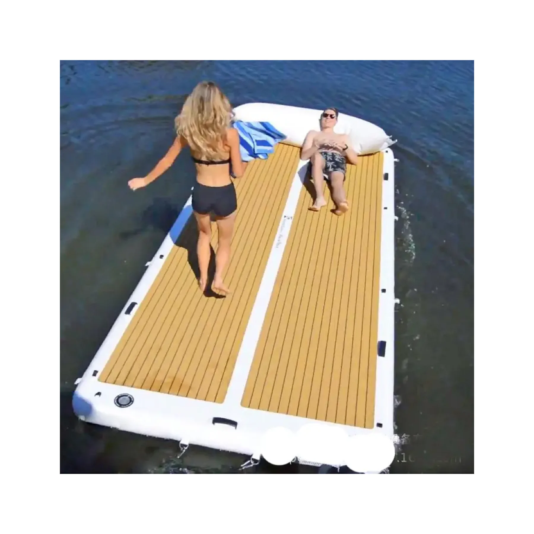 Factory hot sale jetski docks yacht EVA pad boat floating island fishing swim dock water inflatable platform for rental business