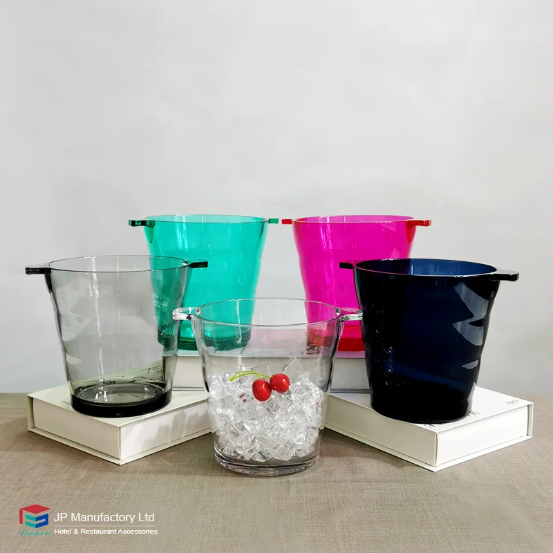 Commercial Bucket Swirl Stackable Plastic Ice Pail Handle Bar 1.9L Polycarbonate Ice Bucket