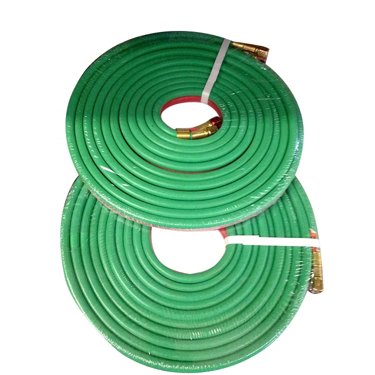 iso3821 flexible oxygen acetylene rubber twin welding hose with bb fittings