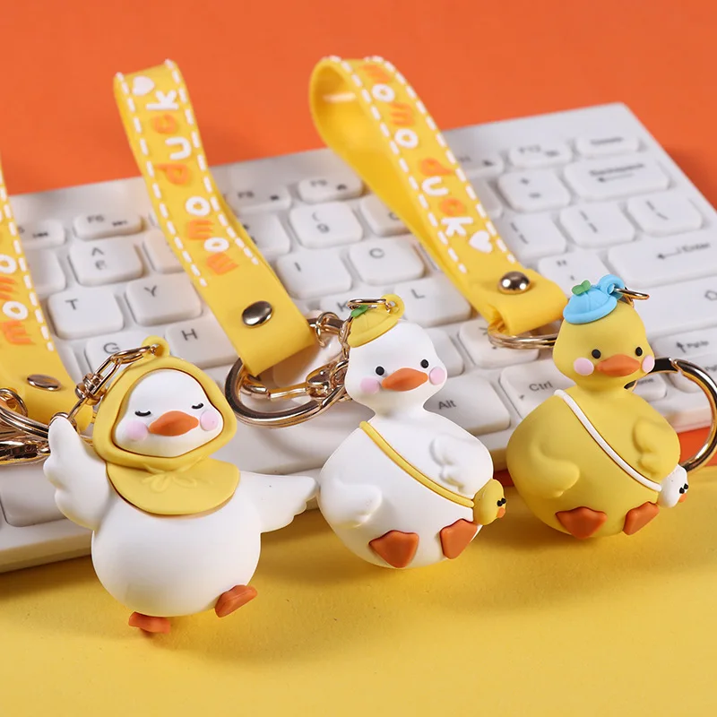 2023 hot sales rubber key ring high quality 3D duck soft PVC  key chain