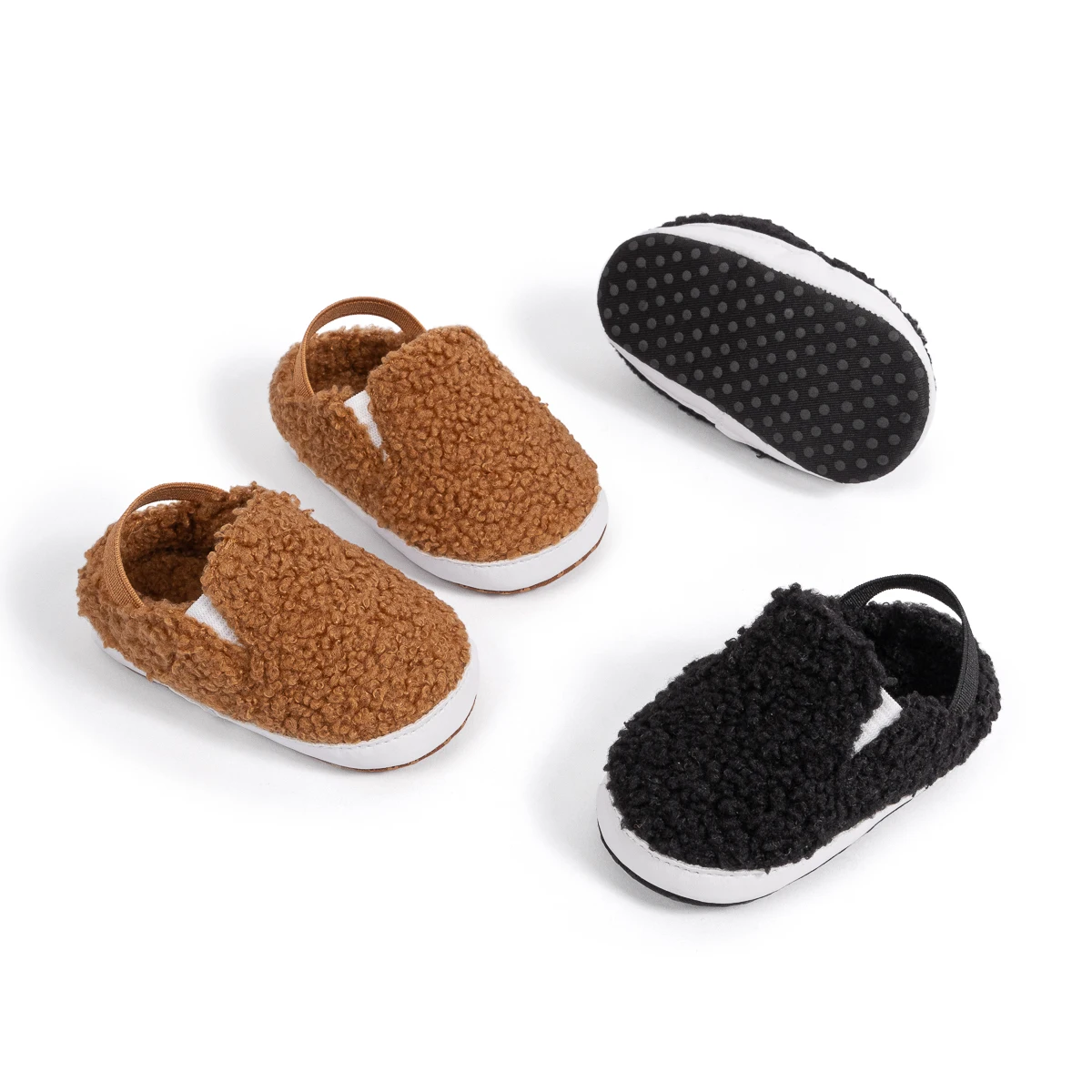 Customize Baby Faux Fur Fleece Slippers Design Non-Slip Warm Baby Shoes Crib Shoes