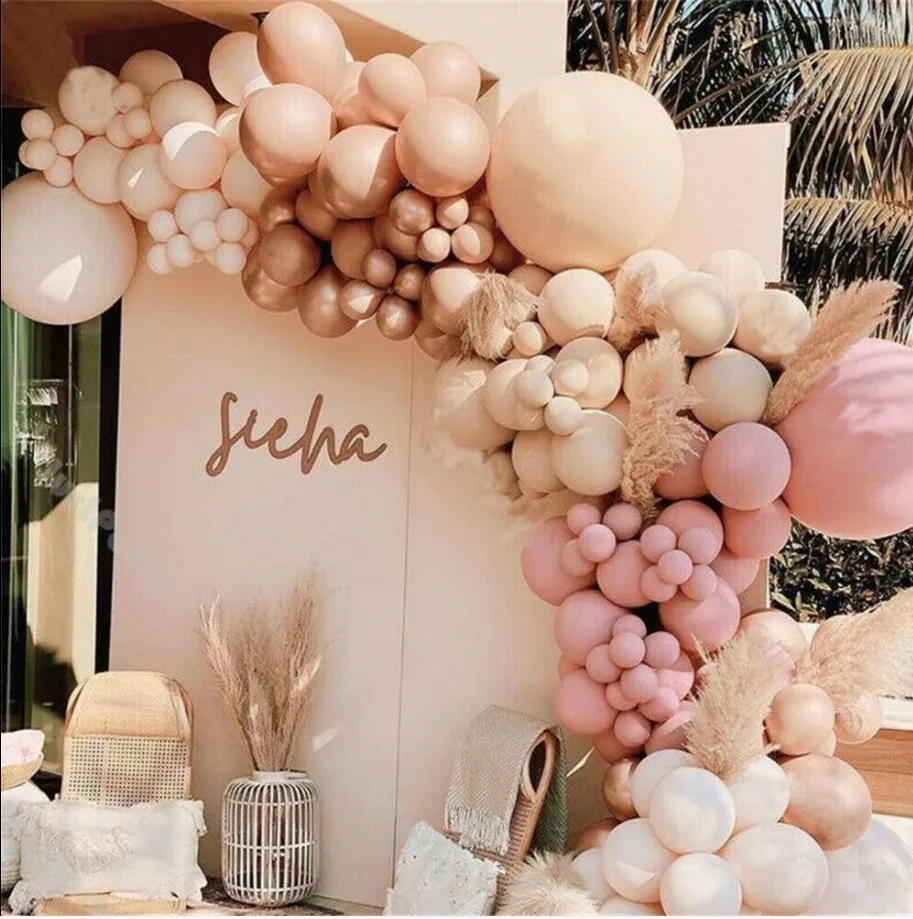 Balloon Pink Golden Balloon Party Arch Wreath party interior decoration Decoration Doubled Sage Pink Apricot Balloon Baby Shower