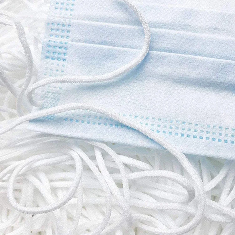 Elastic Thread Ear band cords White Round spandex Nylon 3mm  Earloop Cord Band elastic string For FaceMask Cord