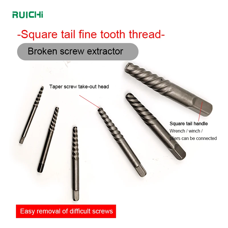 5PC Steel Spiral Flute Screw Extractor Set