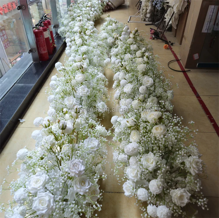 Spiral Staircase Decorative Baby Breath Flower Row Indoor Stair Handrail Aisle Gypsophila Rose Flower Runner for Wedding