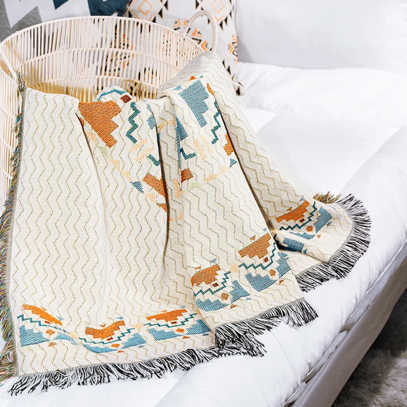 Custom Persian boho style Woven mat Jacquard blanket Tapestry