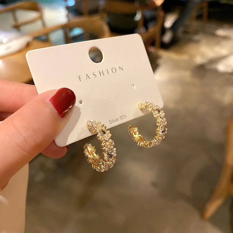 Fashion Jewelry Trendy Crystal Personalized Hoop Earrings