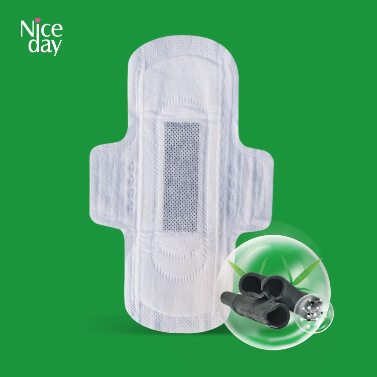 Niceday organic pads for women sanitary pads wholesale breathable black anion charcoal bamboo sanitary pad