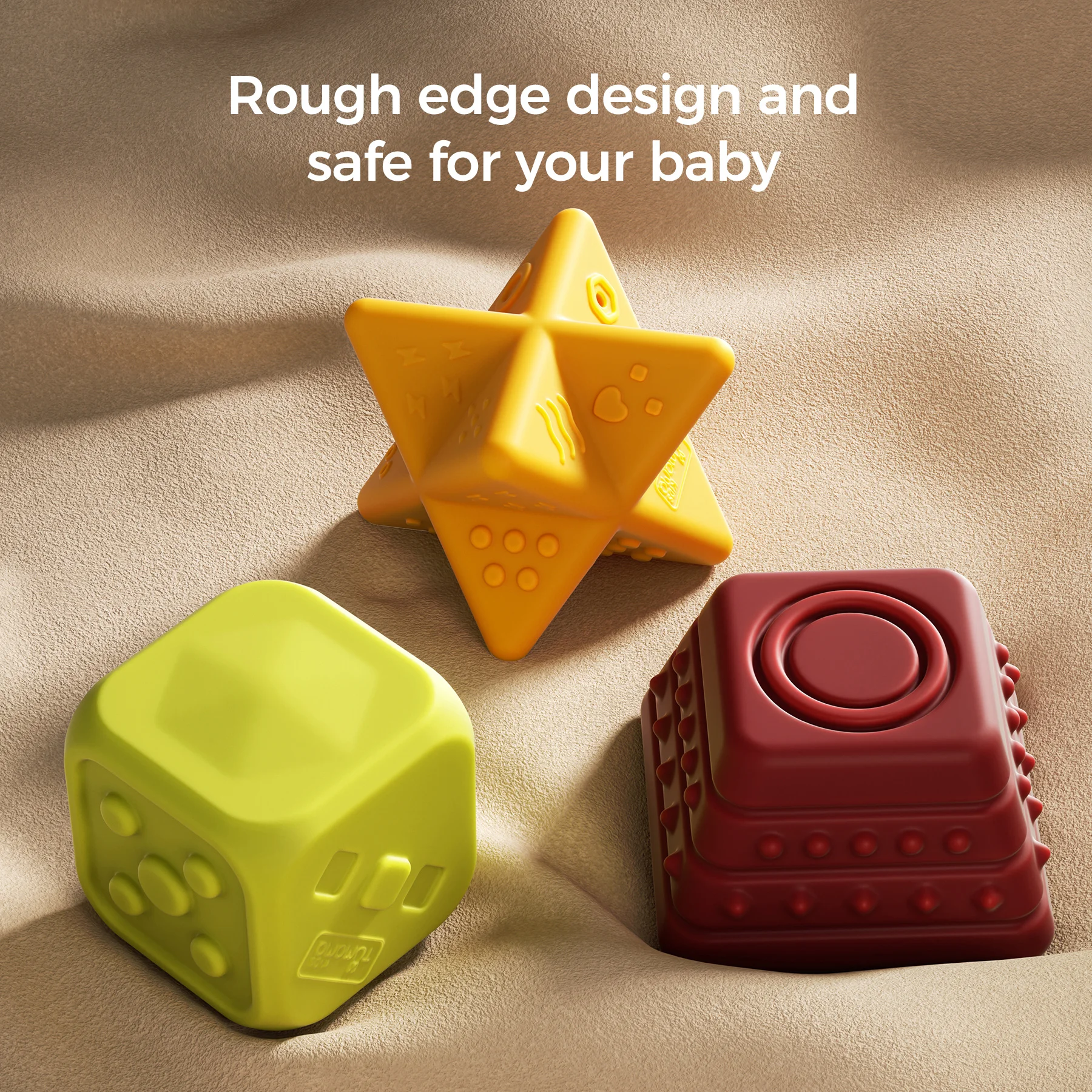 Tumama Kids Early Education BPA Free Baby Soft Sensory Grab Balls Geometric Shapes Textured Multi Ball Set Baby Beach Bath Toy