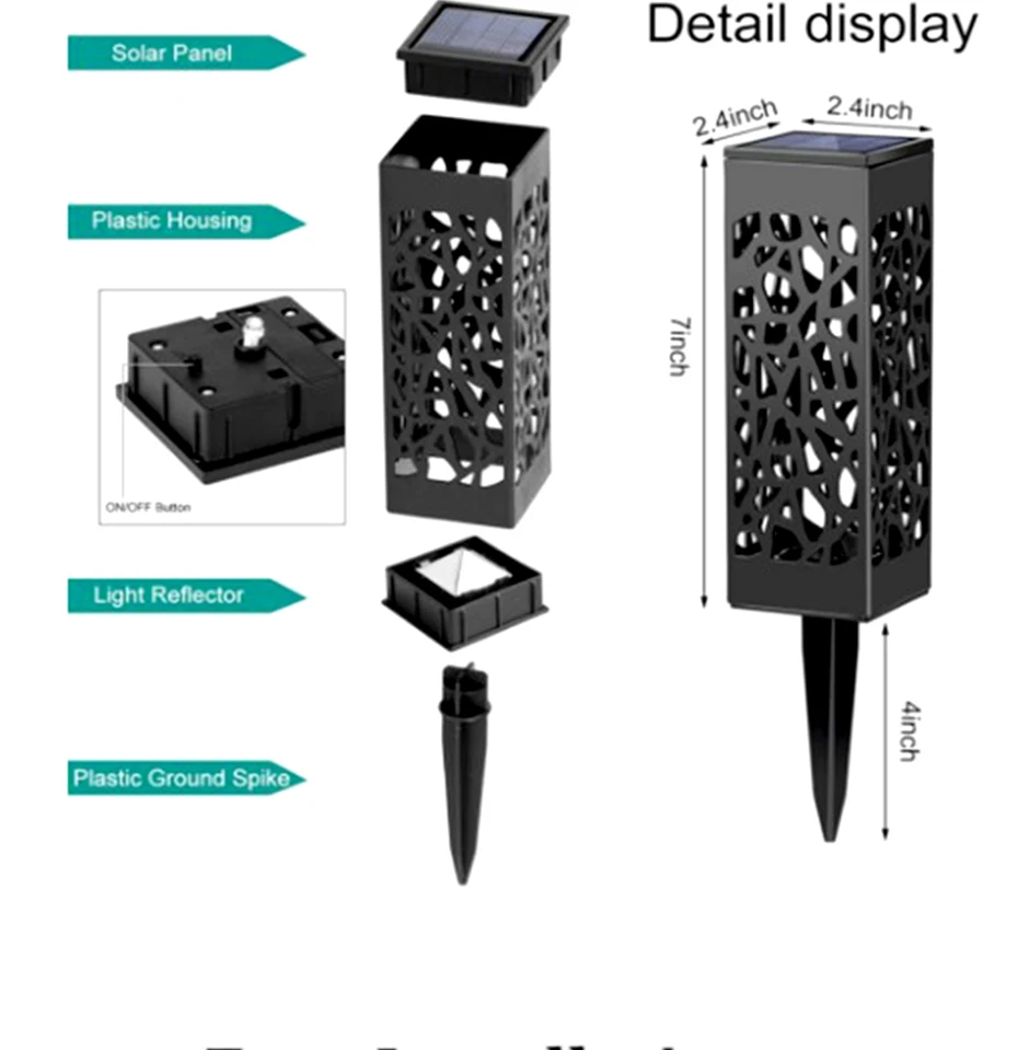 
Hot Model 6pack warm color decorative stake Landscape outdoor waterproof garden pathway solar lights 