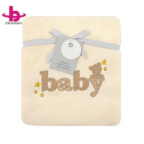 Elephant Bear Clever Embroidery Design Mix Dot Printed Baby Products Bright Color Coral Fleece Baby Blanket Use As Seen Tv