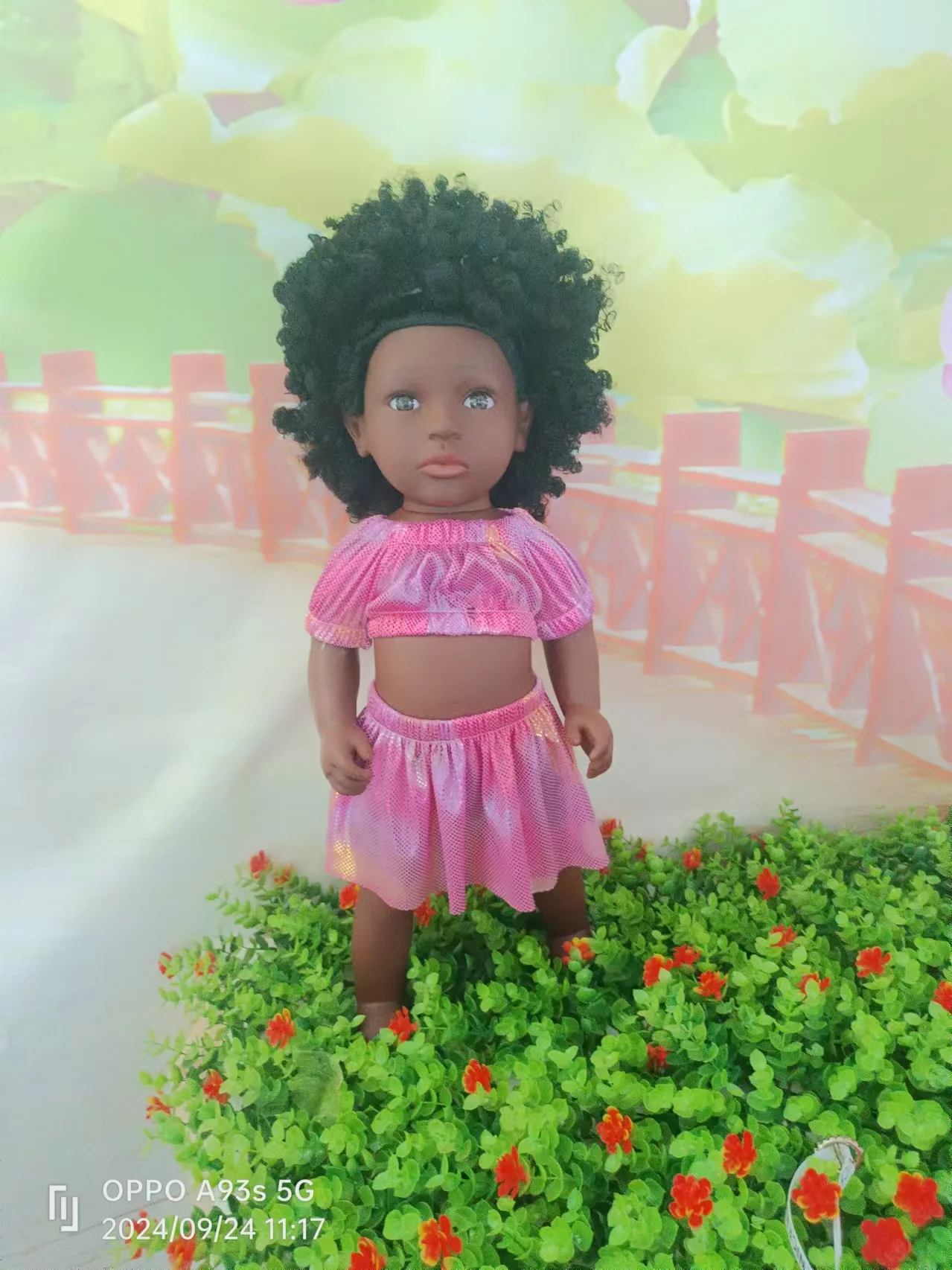Newest outfits afro dolls black afro dolls 18-inch 45cm African Girl Baby Black Vinyl  Simulation Doll
