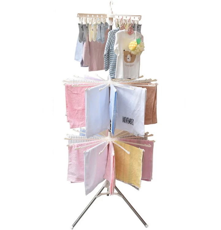 Durable Scalable Height Foldable Stand Towel Rack Bathroom Baby Clothes Dryer Rack