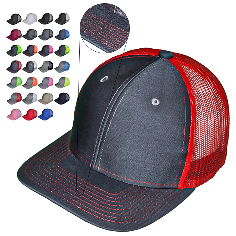 27 Colors 2 Tone Custom Logo Blank Trucker Hat With Mesh Classic Style Plain Sports Snapback Caps