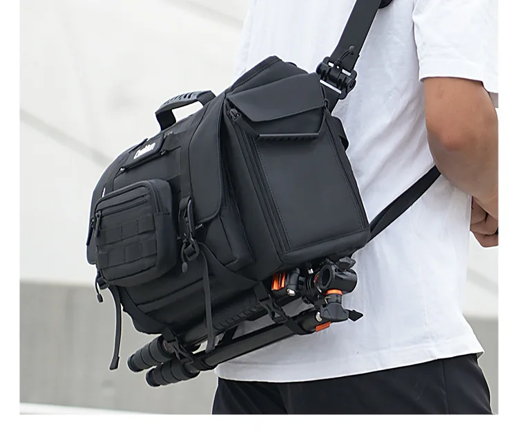 Cwatcun D115S Small Camera Bag SLR/DSLR Shoulder Bag Leather Messenger Bag Waterproof Digital Camera Bag for Sony, Canon, Nikon