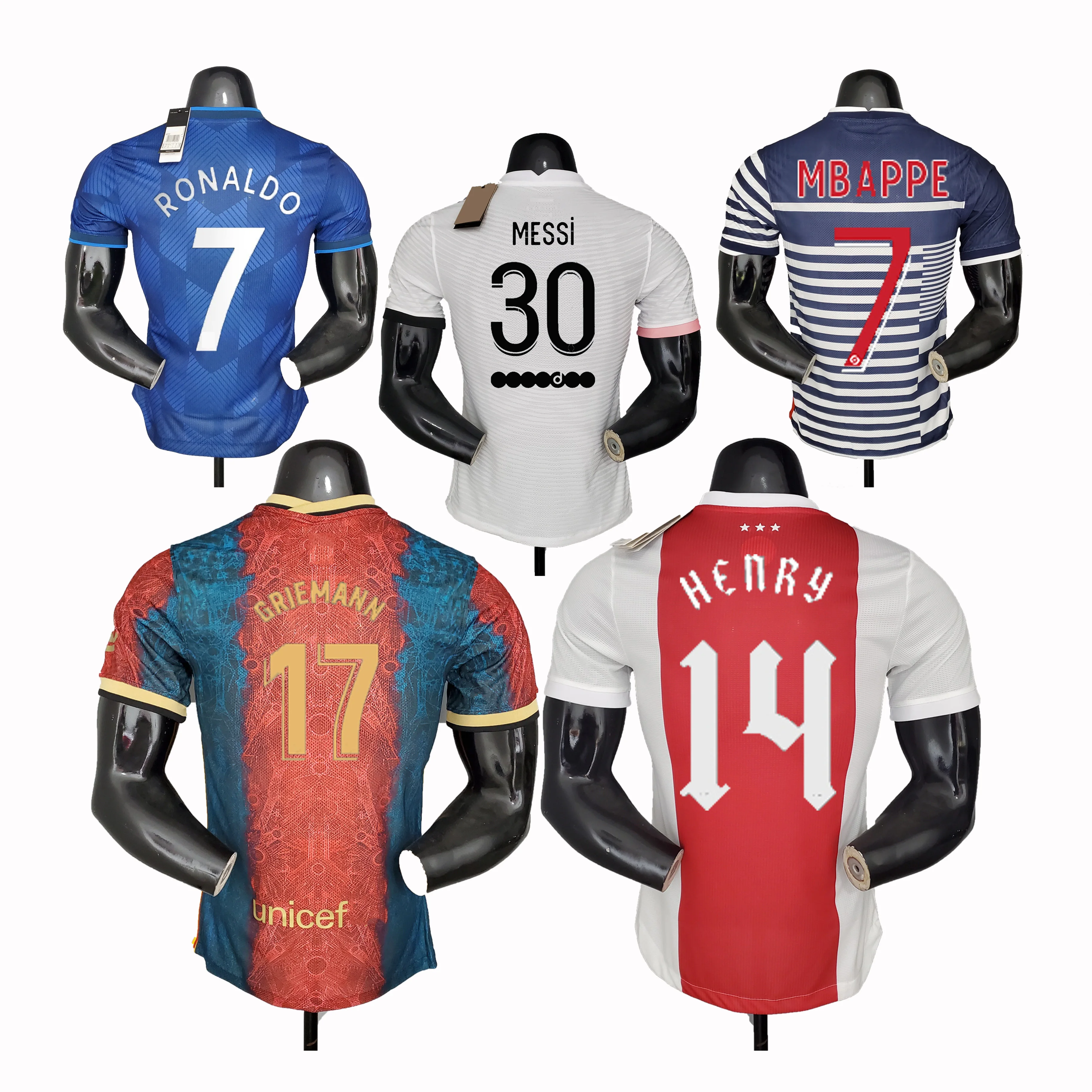 22 New soccer club uniform soccer league wear Messi 30# soccer jersey Ronaldo third away Player version jersey