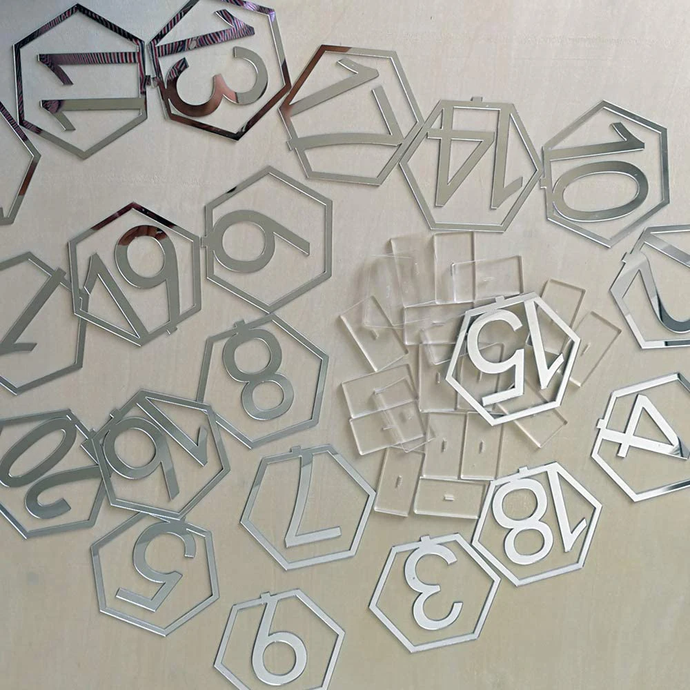 
Hexagonal Acrylic Table Number Set,20Pcs/40Pcs Gold Silver Centerpiece Banquet Dinner Table Signs Thicken Number Stand Base,Part 
