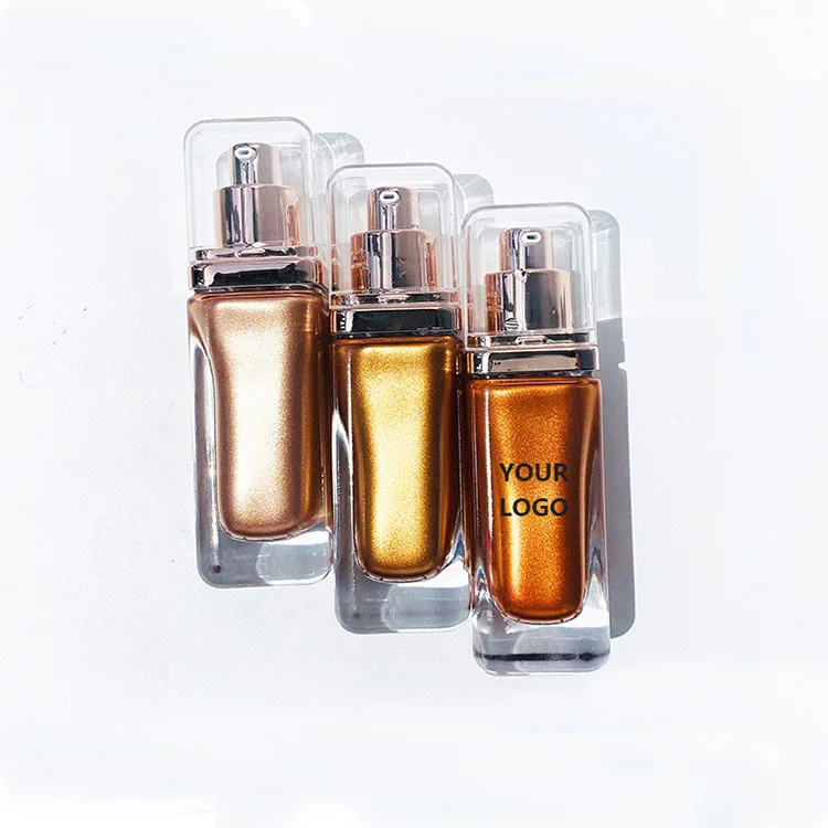 Facial shimmer long-lasting brighten glow rose gold  liquid highlighter mini highlighters 1 set private label highlighter