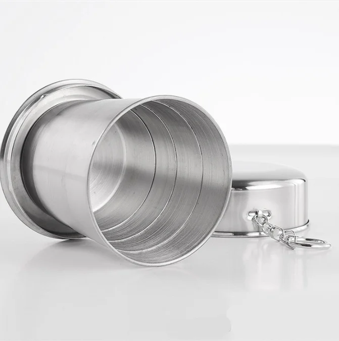 Professional manufacturer of portable stainless steel folding cup / outdoor telescopic key