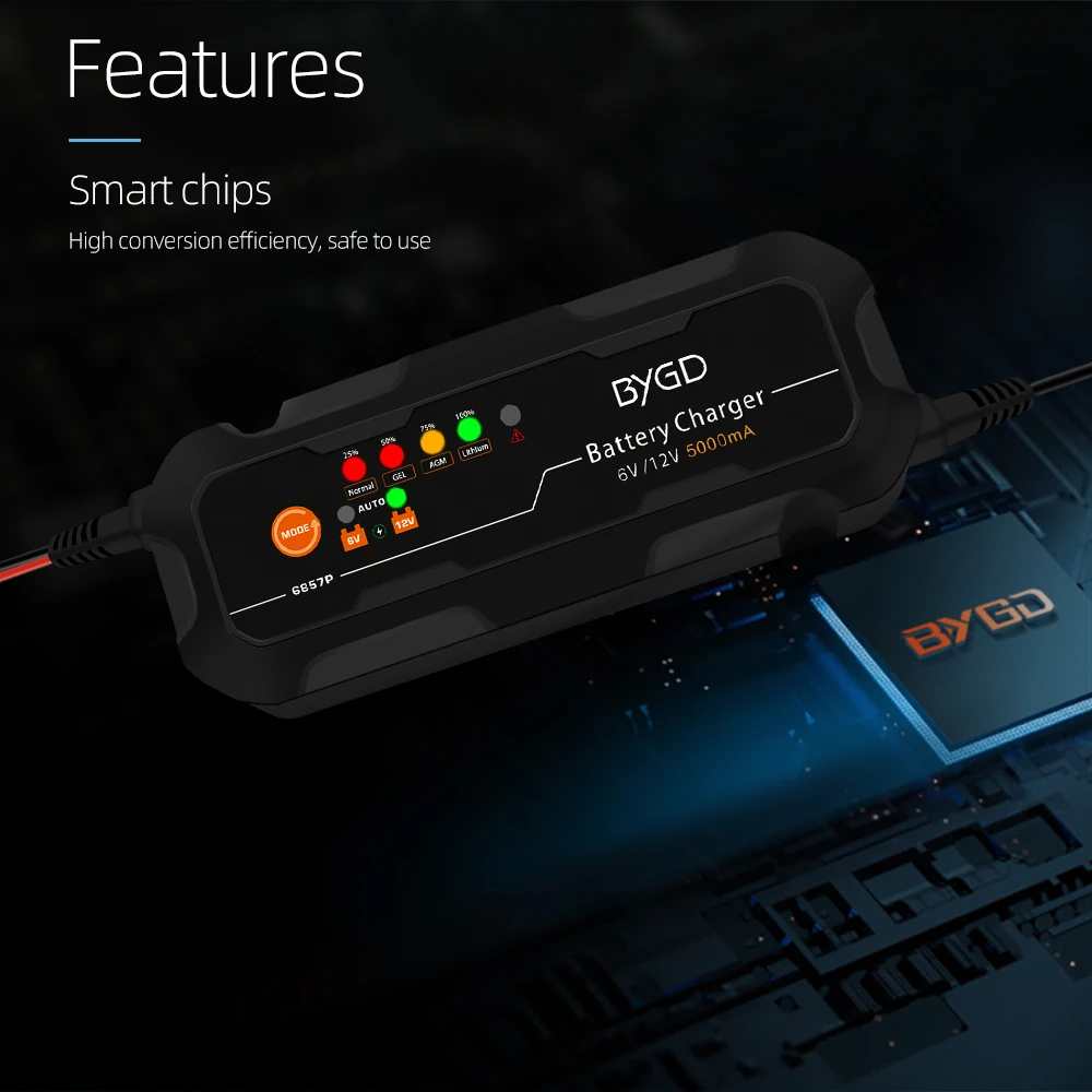 12v battery charger 5Amp quick charging car battery charging motorcycle Lithium battery charger full intelligent automatic