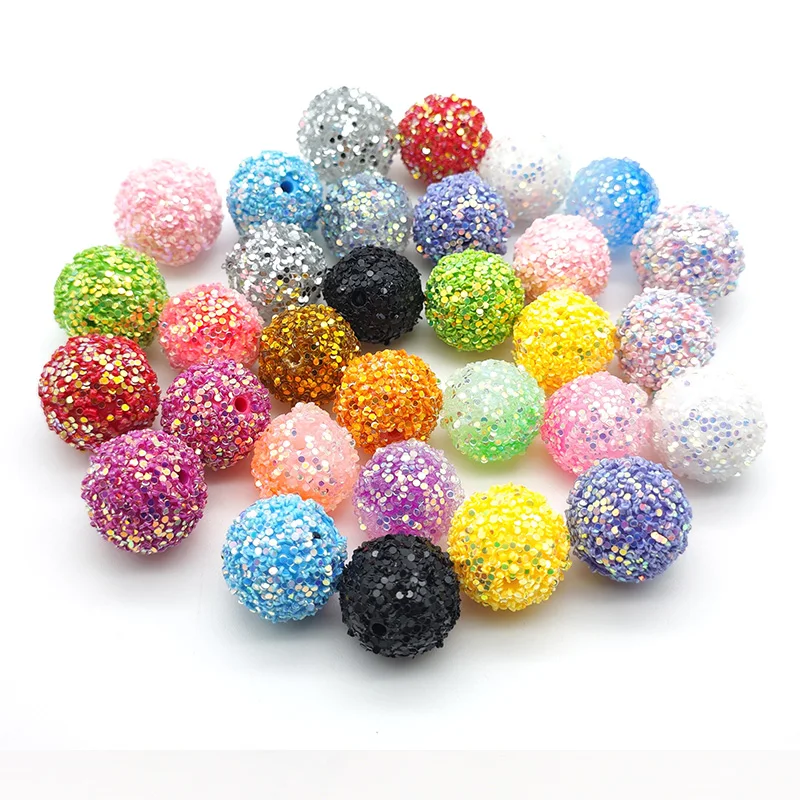 New Arrival Rhinestone Beads 20mm Mixed Colors Acrylic Gumball Druzy Iridescent Glitter Bead For Beaded Pen Making