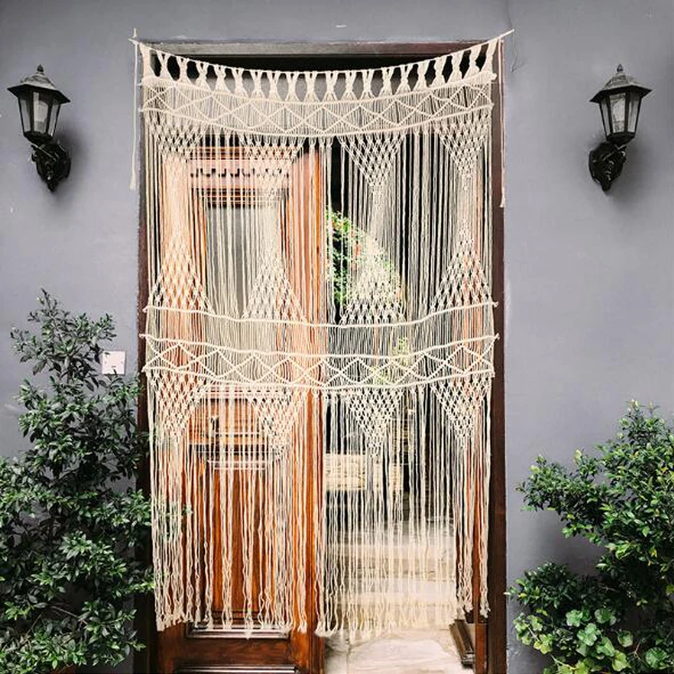 Bohemian Cotton Curtain Tassel Curtain Partition Door Screen Panel Home Decor Window Macrame Wall Hanging Wedding Living Bedroom