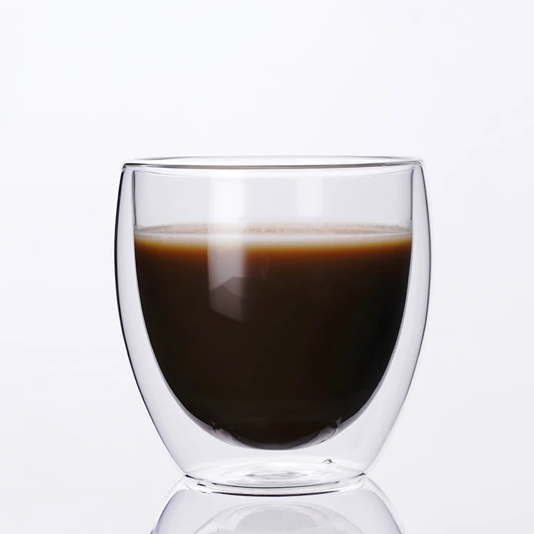 Высококачественная Экологически чистая термостойкая стеклянная чашка с двойными стенками из боросиликата 250 мл