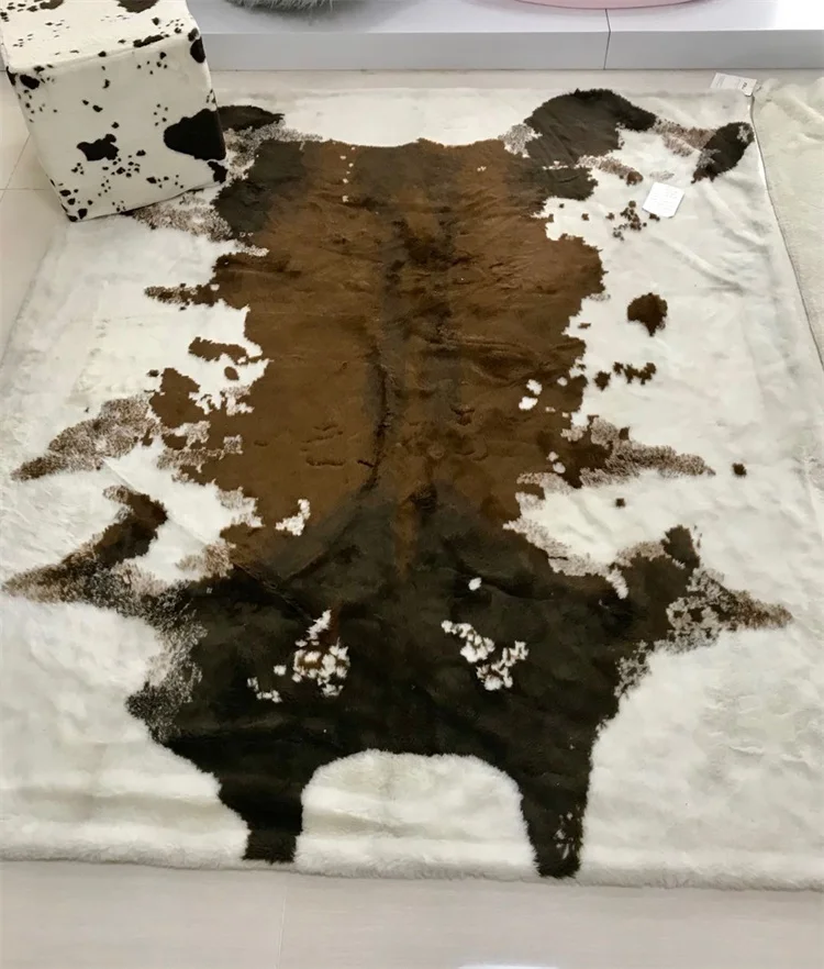Cow Print Rug Faux Cowhide Area Carpet Animal Print Mat for Living Room