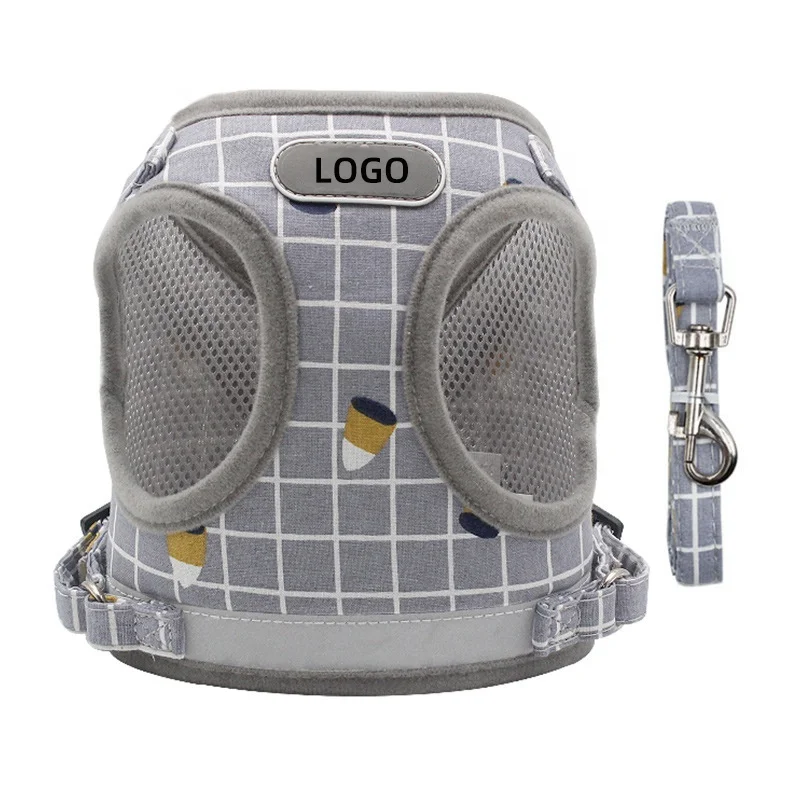 New Arrival Glow In The Dark Recycled Air Mesh Custom Dog Harness and Leash