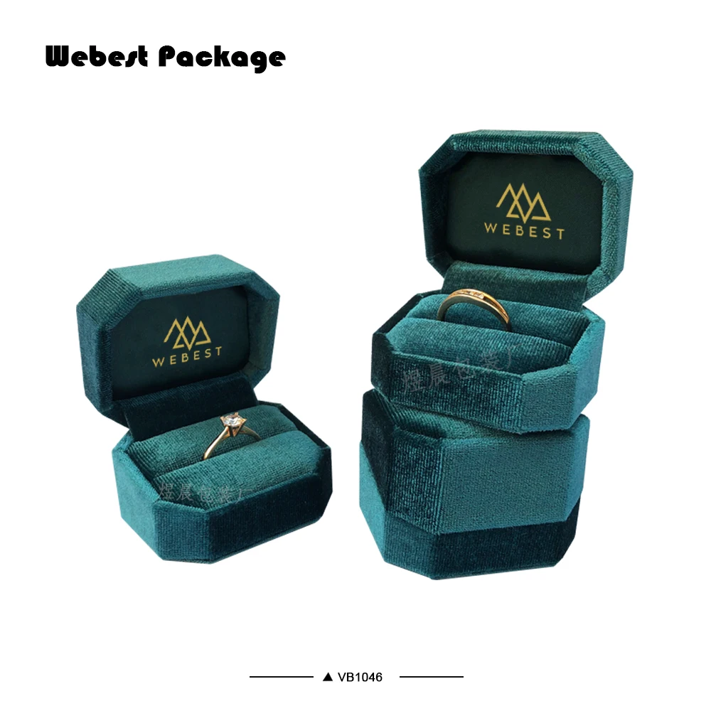 
Webest peacock green Korean velvet jewelry gift box leather and ladies velvet ring box 